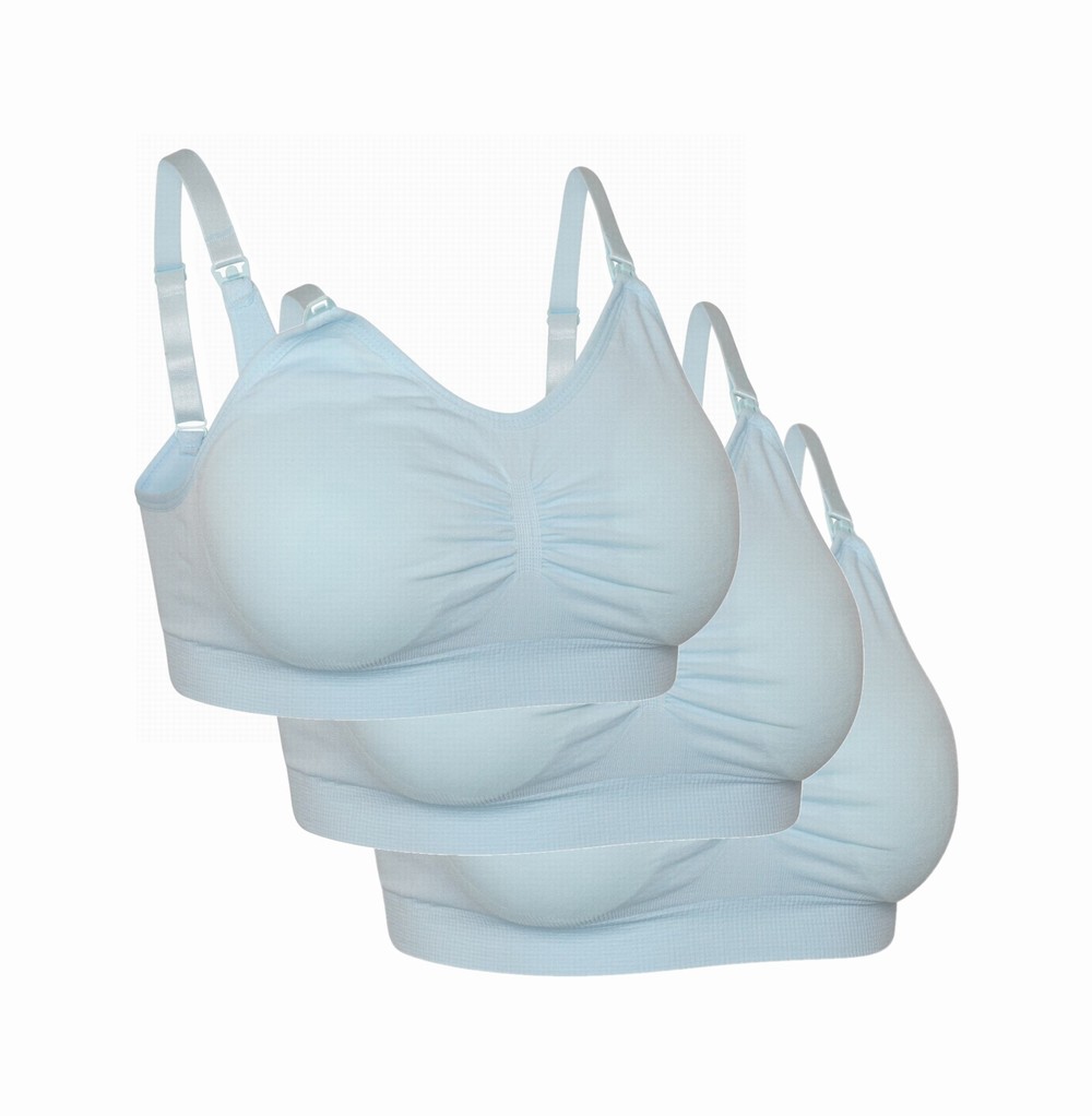 Mentio 3 Pack Nursing Bras Blue-Blue-Blue £25.99 - LookRonnie Nursing Bras  Free UK Delivery